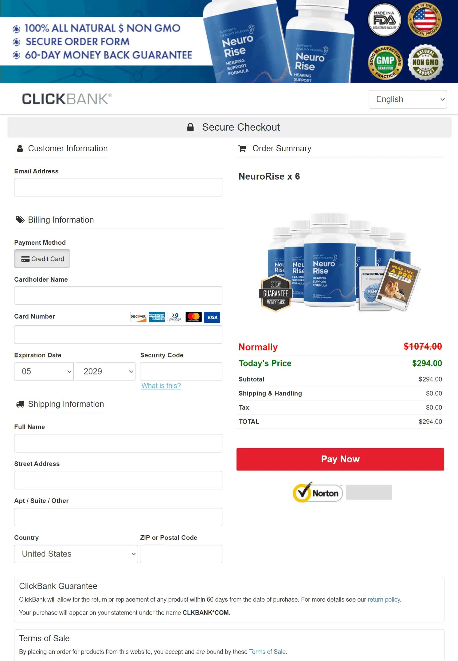 NeuroRise - Order Page